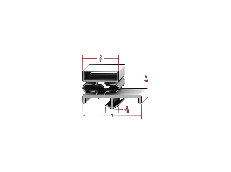 Refrigeration Gasket Compatible with Kairak 3500800, 16-3/8" x 8-1/8"
