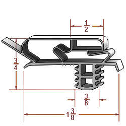 Refrigeration Gasket Compatible with Delfield 618 1702812, 11-9/16" x 29-1/2"